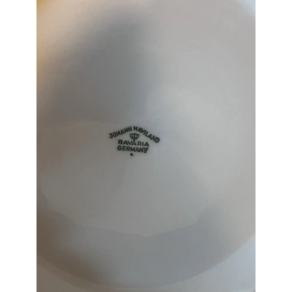 Vintage Johann Haviland Floral Splendor 8.5” Platinum Trim Covered Dish Bavaria